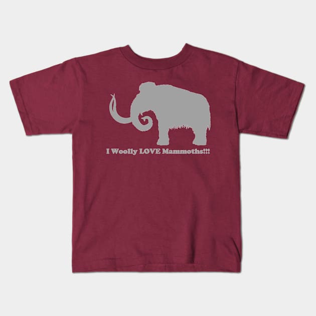 I Woolly LOVE Mammoths Front Design Light Kids T-Shirt by dabblersoutpost